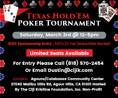 CIJIK Texas Hold'Em Tournament Sponsorship-March 3rd